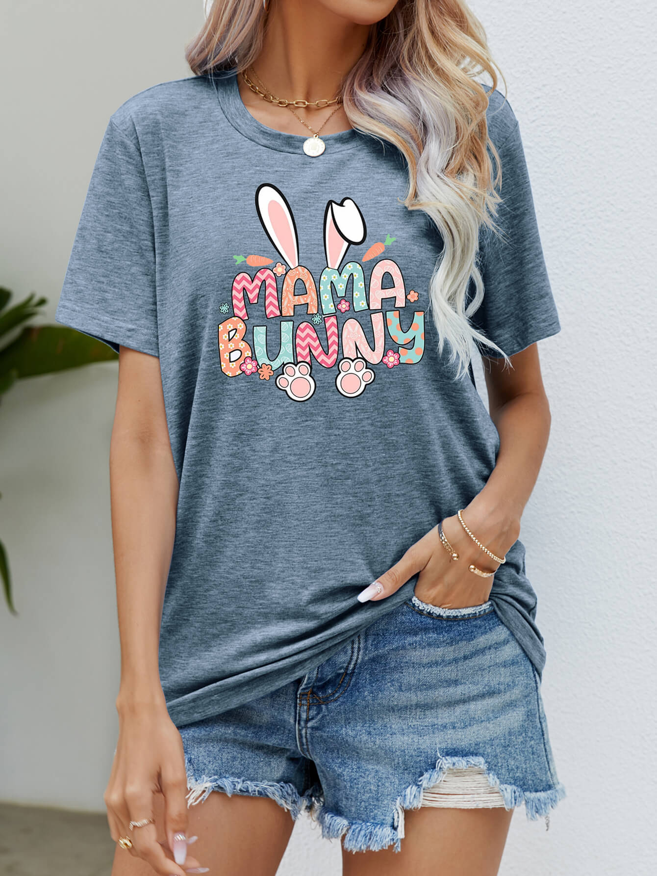 MAMA BUNNY T-shirt à manches courtes graphique de Pâques