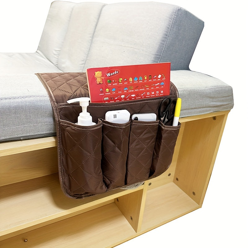 5-Pocket Sofa Armrest Organiser: Keep Your Remotes, Books, Magazines, Glasses & More in One Convenient Spot!