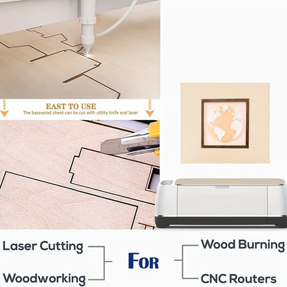 2mm Thick Unfinished Wood Sheets - Perfect for Laser Cutting, Wood Burning, Architectural Models & Staining!