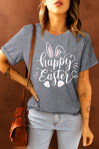 Camiseta con cuello redondo y gráfico HAPPY EASTER