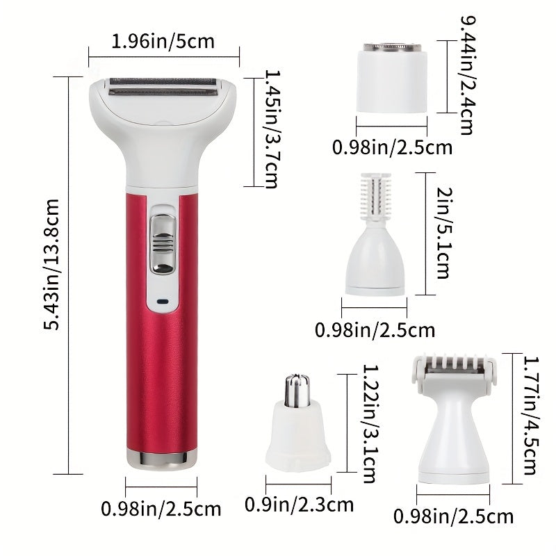 5 In 1 Multi-function Electric Hair Remover, Rechargeable Lady's Razor, Electric Shaver Eyebrow Trimmer, Cleaning Brush Kit