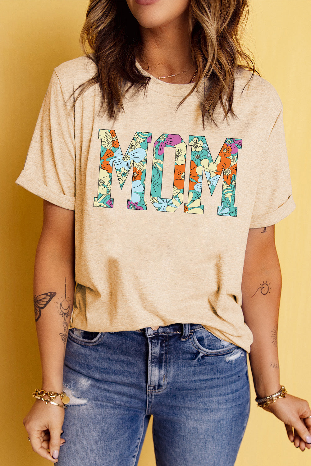 MAMÁ Floral Camiseta gráfica