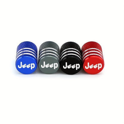 4pcs/set For Jeep Logo Wrangler JK JL Grand Cherokee Commander Renegade Compass Liberty Alloy Car Wheel Tire Valve Stem Cap Accessories