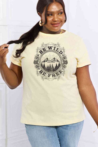 Simply Love T-shirt en coton graphique pleine taille BE WILD BE FREE