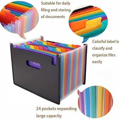 Boîte de classement alphabétique en accordéon à 24 pochettes – L'organisateur de bureau parfait pour les enseignants et les bureaux ! 