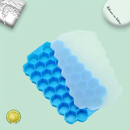 37 Lattice Food Grade Silicone Ice Cube Maker Mould With Lids - Easily Removable Mould for Ice Cream, Candy, Cocktails & More - BPA-FREE & Perfect for Parties!