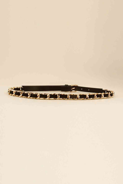 PU Chain Skinny Belt