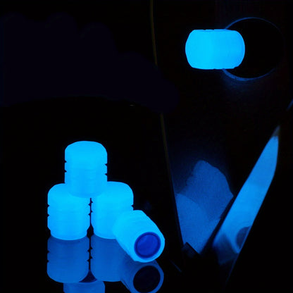 Upgrade Your Vehicle with These 4pcs Colorful Glowing Tire Valve Caps!