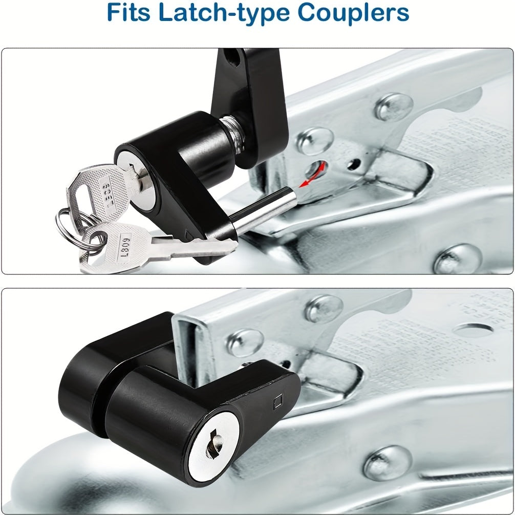 Black Trailer Hitch Coupler Lock, Dia 1/4 Inch