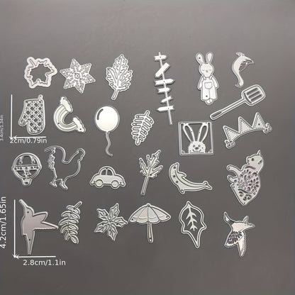 50pcs Random Metal Cutting Dies For DIY Scrapbooking, Small Animals Small Flowers Small Birds And Plants Stencil Album Paper Photo Album Card