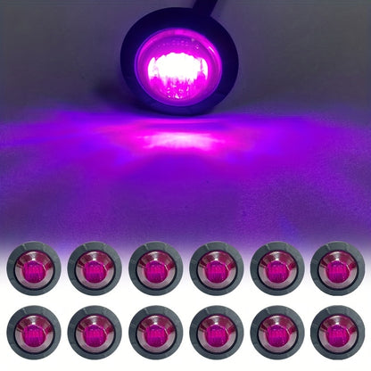 12PCS 12V Round 3/4 Inch Waterproof LED Gap Light, Van/ Truck/ Sidelight/ Indicator, Side Light