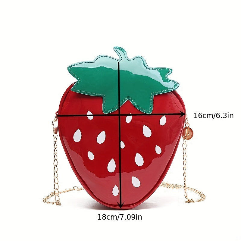 Strawberry Shaped Crossbody Bag, Cute Cartoon Novelty Coin Purse, Mini Chain Shoulder Bag For Girls & Women