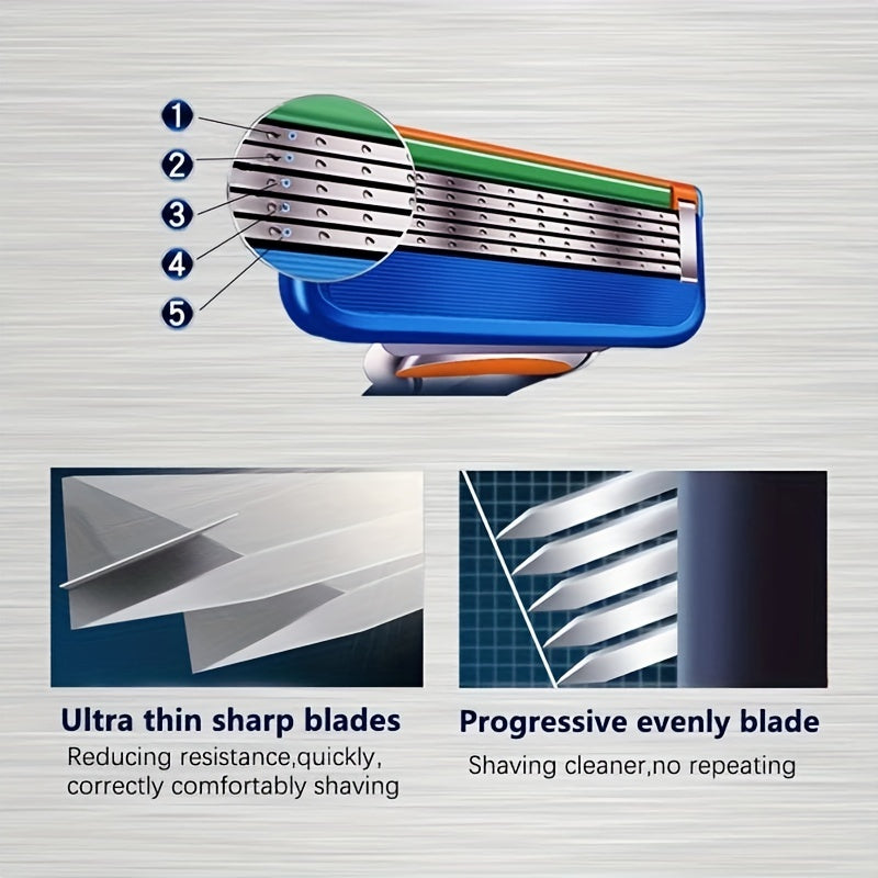 5-Layer Blade Set for Men: Get Smooth, Silky Skin with Our Shaving Razor & Holder for Face, Leg, Arm, Armpit Hair Removal!