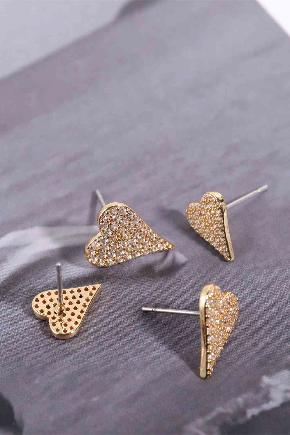 Boucles d'oreilles pendantes créoles en forme de cœur à décor de zircon