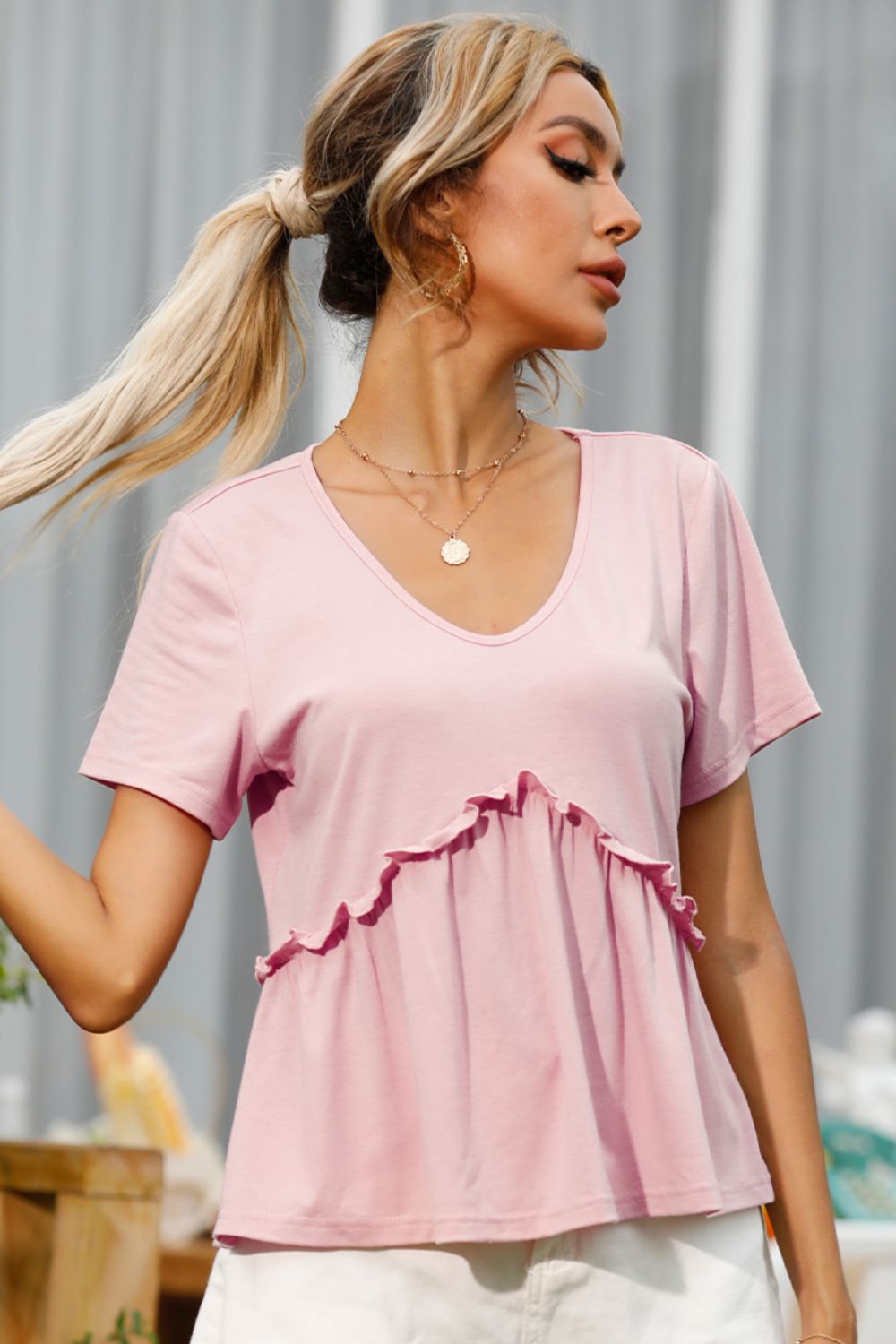 Frill Trim Short Sleeve Tee