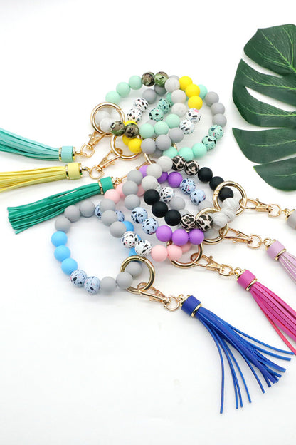 Assorted 2-Pack Multicolored Beaded Tassel Keychain