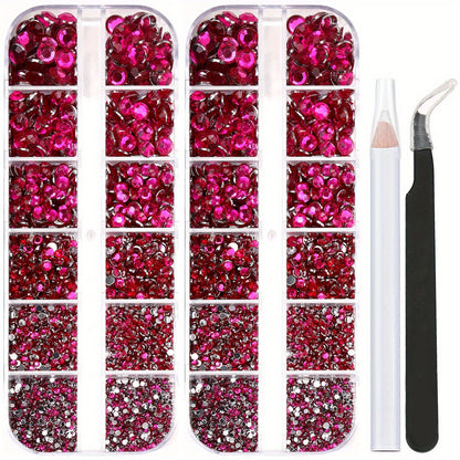 5320 pieces 6 Sizes Flat Back Crystal Rhinestones with Pick Up Tweezer and Picking Pen for Crafts, Nails, Faces, Clothes, Shoes, Bags - DIY Jewelry Making Supplies