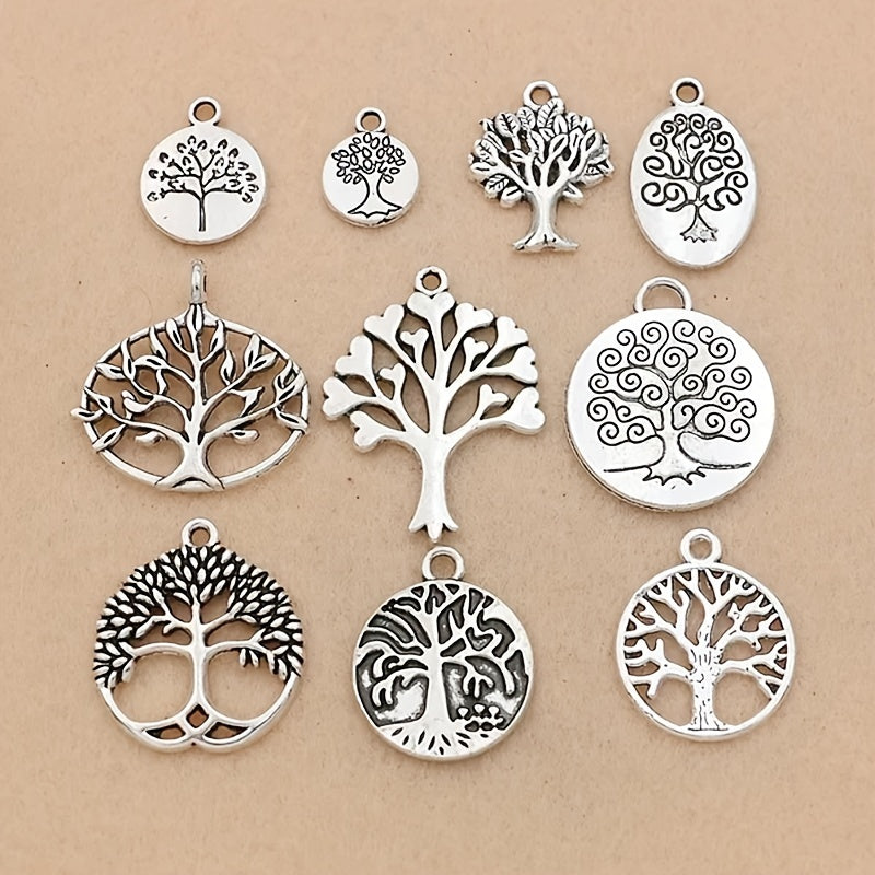 10Pcs Tree of Life Charm Pendants - Perfect for DIY Jewelry Making!