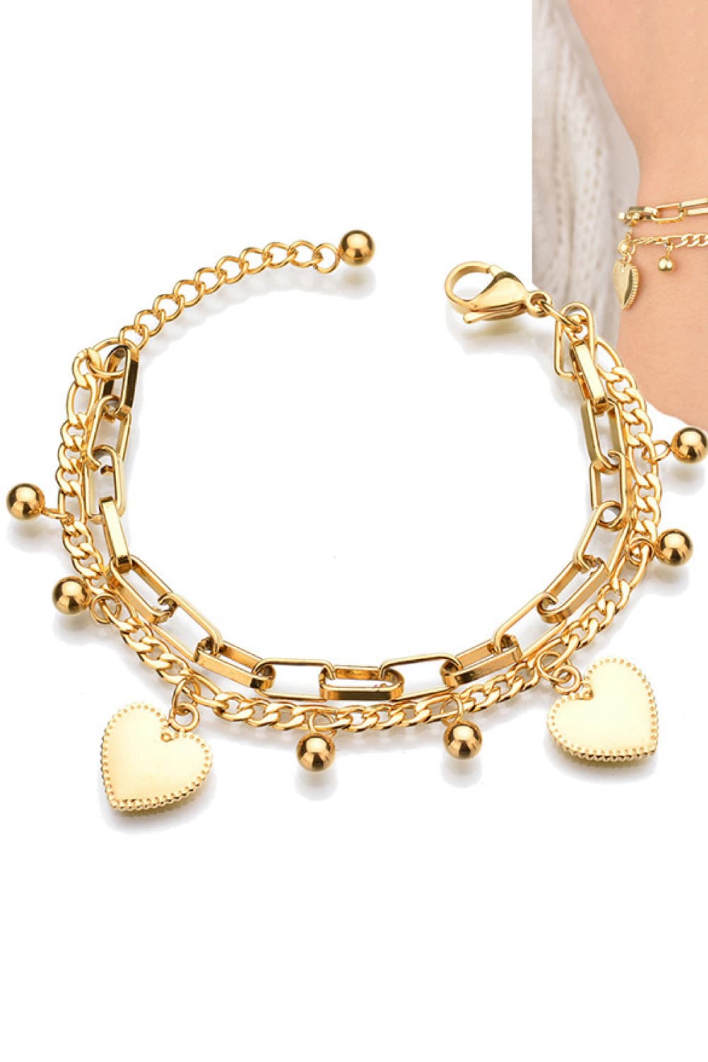 Pulsera de acero inoxidable con dije de corazón