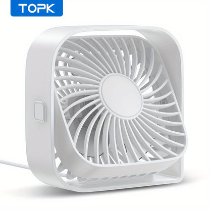 Ventilateur de bureau USB portable TOPK – 4 pouces, 3 vitesses, rotation à 360°, super silencieux pour la maison, le bureau, la chambre et plus encore ! 