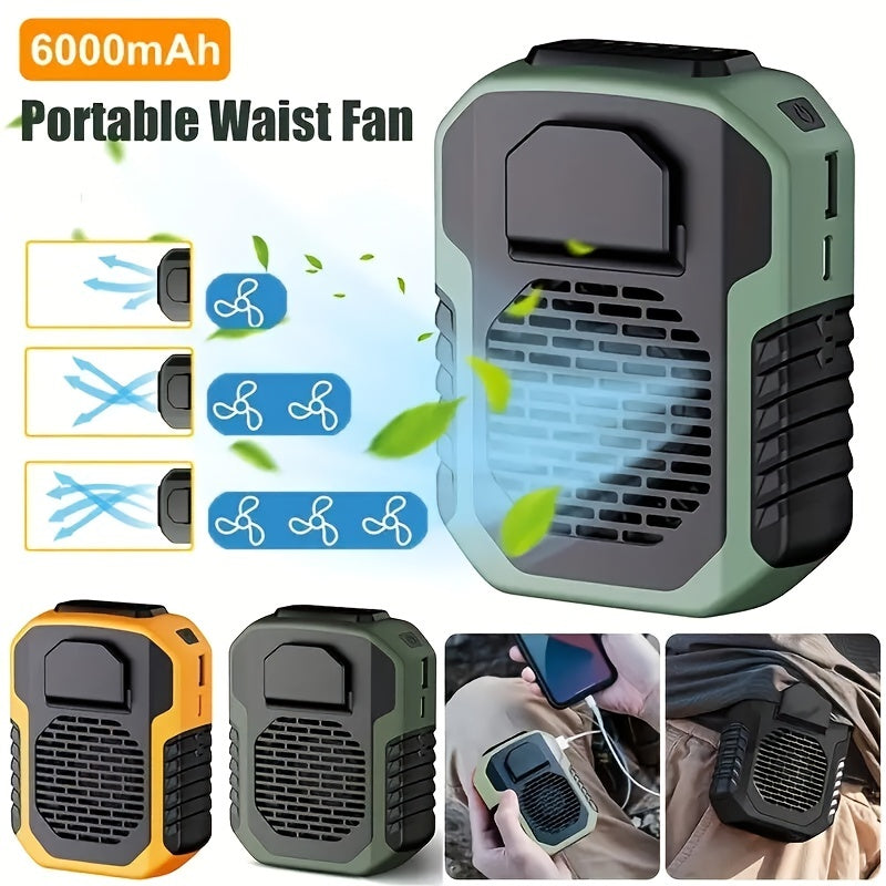 Stay Cool & Comfortable with this USB Portable Outdoor Hanging Waist Fan - Large Capacity, Silent & Long Battery Life!