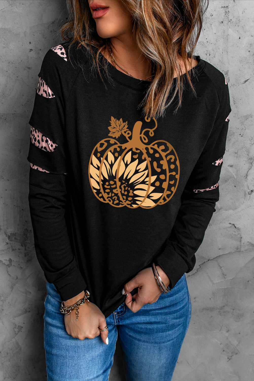 Leopard Pumpkin Graphic Sweatshirt