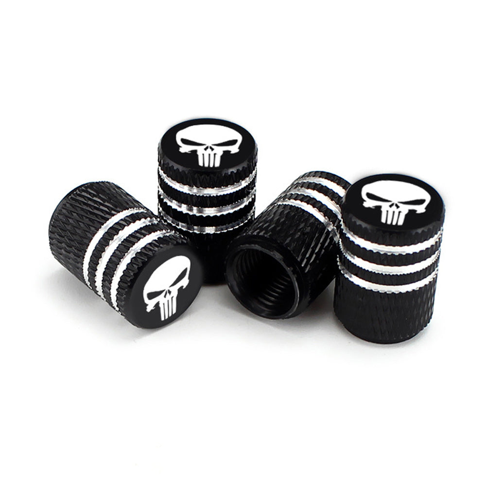 4Pcs/Set Car Tire Valve Stems Cap - Stylish Skull Design - Dustproof Aluminum Caps