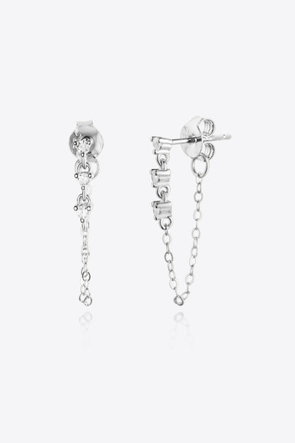 Boucles d'oreilles chaîne en argent sterling 925 avec zircon