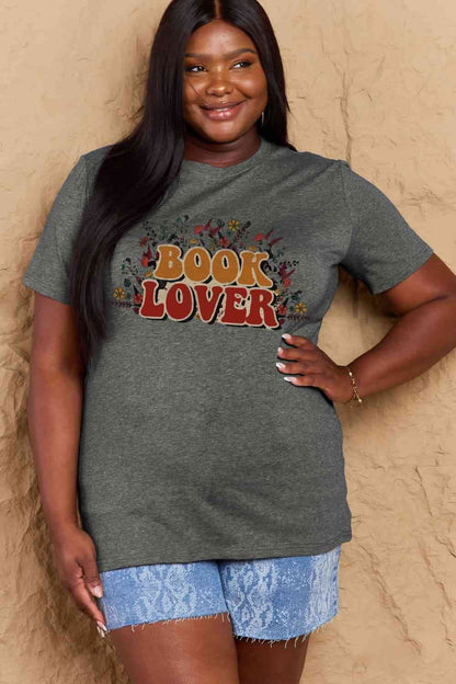 Simply Love T-shirt en coton graphique pleine taille BOOK LOVER