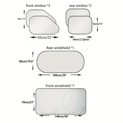 Pare-soleil de pare-brise de voiture, 1 à 6 pièces, pour la Protection des vitres latérales contre les rayons UV du soleil et la chaleur, avec pochette de rangement, pare-soleil de fenêtre pour voiture 