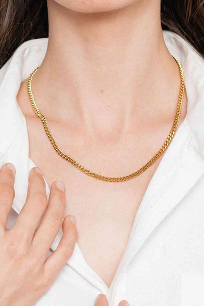 18K Gold Plated Curb Chain Necklace