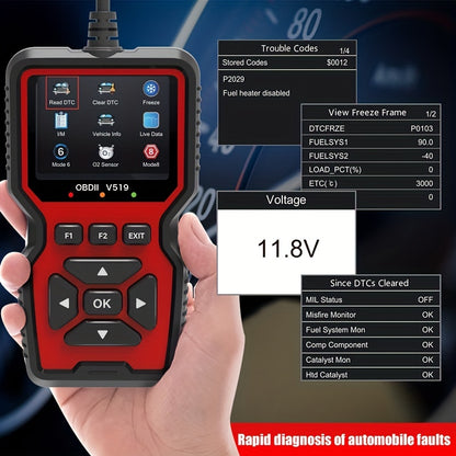 Nouveau scanner de voiture 2023 – Outil de diagnostic OBD2 pour la détection et l'élimination des défauts du moteur, la lecture de la tension de la batterie et le streaming de données. 