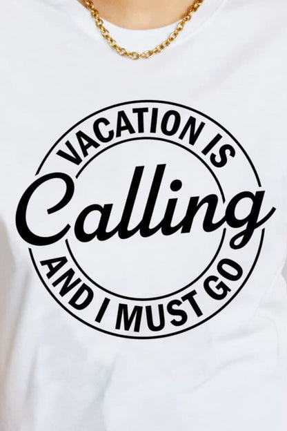 Simply Love VACATION IS APPEL AND I DUST GO T-shirt en coton graphique