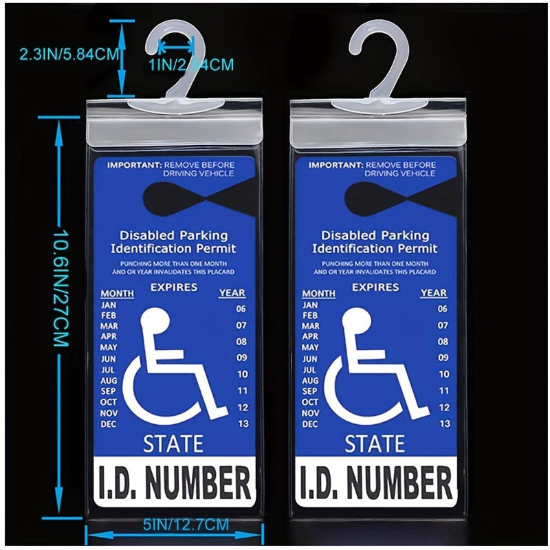 3pcs Handicap Parking Placard Holder Cover Disabled Parking Permit With Large Hanger For Autos Ultra Transparent Protective Holder Cover