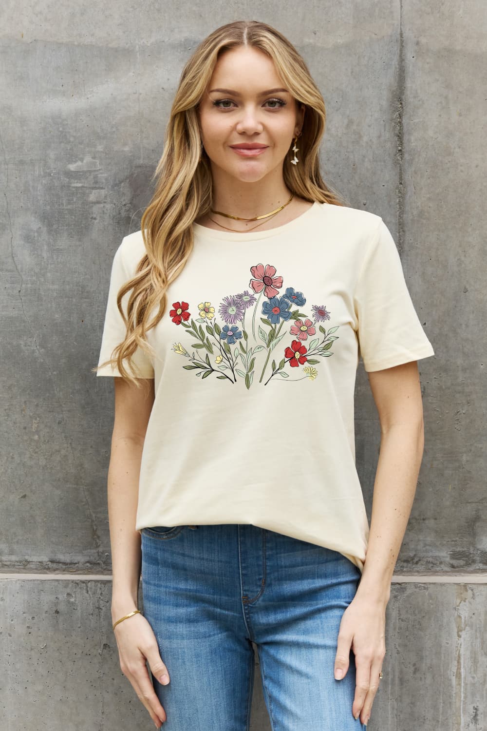 Simply Love Full Size Flower Graphic Cotton Tee