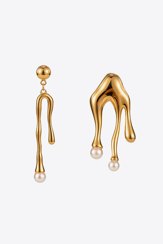 Synthetic Pearl 18K Gold-Plated Dangle Earrings