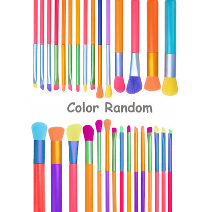 15 pcs Rainbow Color High Quality Makeup Brush Set - Perfect for Eyeshadow, Foundation, and Cosmetic Tools