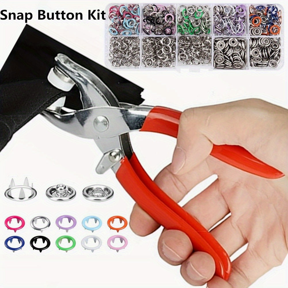 100 Sets Colorful Metal Snaps & Pliers Kit - Perfect for DIY Crafts, Clothes, Hats & Sewing (9.5mm)