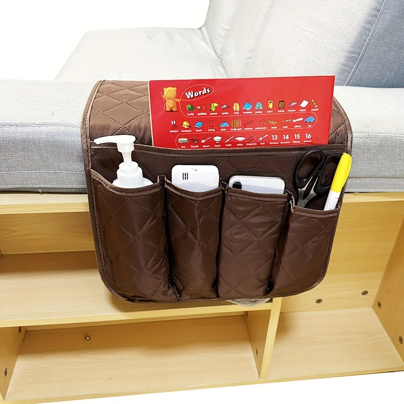 5-Pocket Sofa Armrest Organiser: Keep Your Remotes, Books, Magazines, Glasses & More in One Convenient Spot!