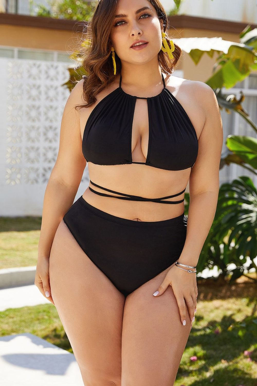 Ensemble de Bikini Dos Nu Noué à Découpe de Grande Taille