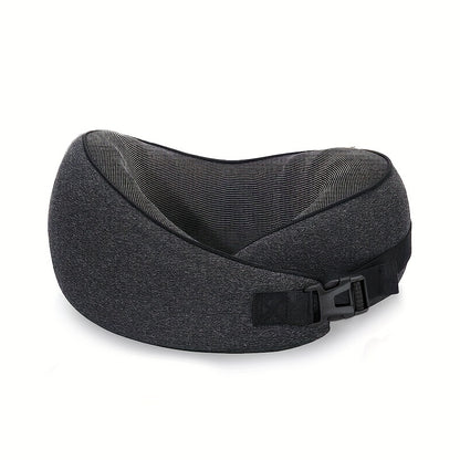 Travel in Comfort: Black Memory Foam Neck Pillow with Breathable Cover - Machine Washable!