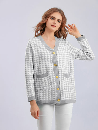 Houndstooth Button Down Cardigan