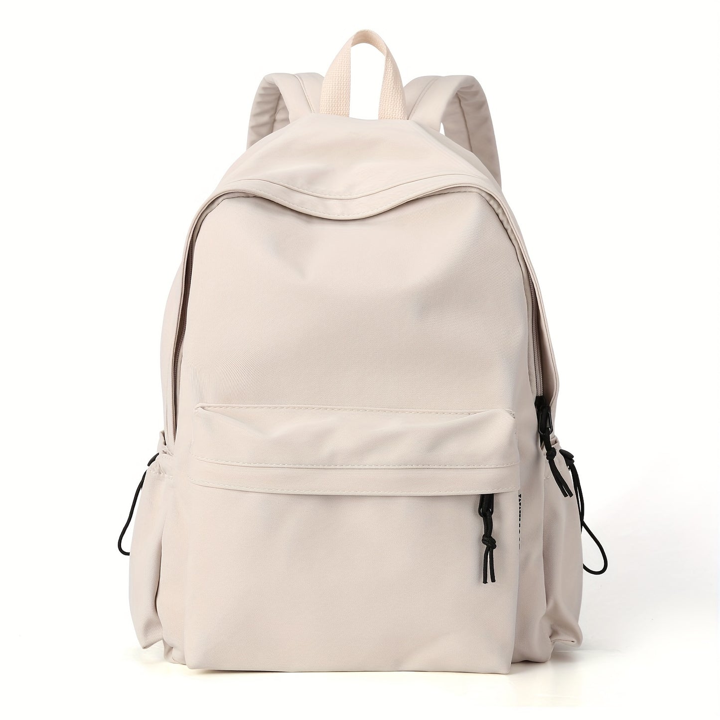 Women's Minimalist Solid Color Preppy Backpack - All-Match Zipper School Bag for Travel & School