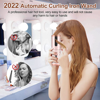 5000mAh Portable Wireless Hair Curler with LCD Screen & Diamond Pattern - Fully Automatic Charging & Curling!