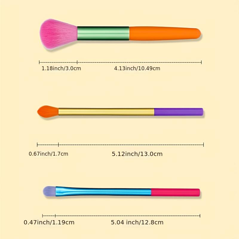 15 pcs Rainbow Color High Quality Makeup Brush Set - Perfect for Eyeshadow, Foundation, and Cosmetic Tools