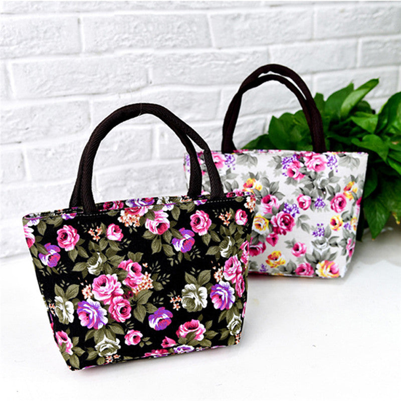 Stylish Mini Floral Print Canvas Handbag - Perfect Shoulder Bag for Women on the Go