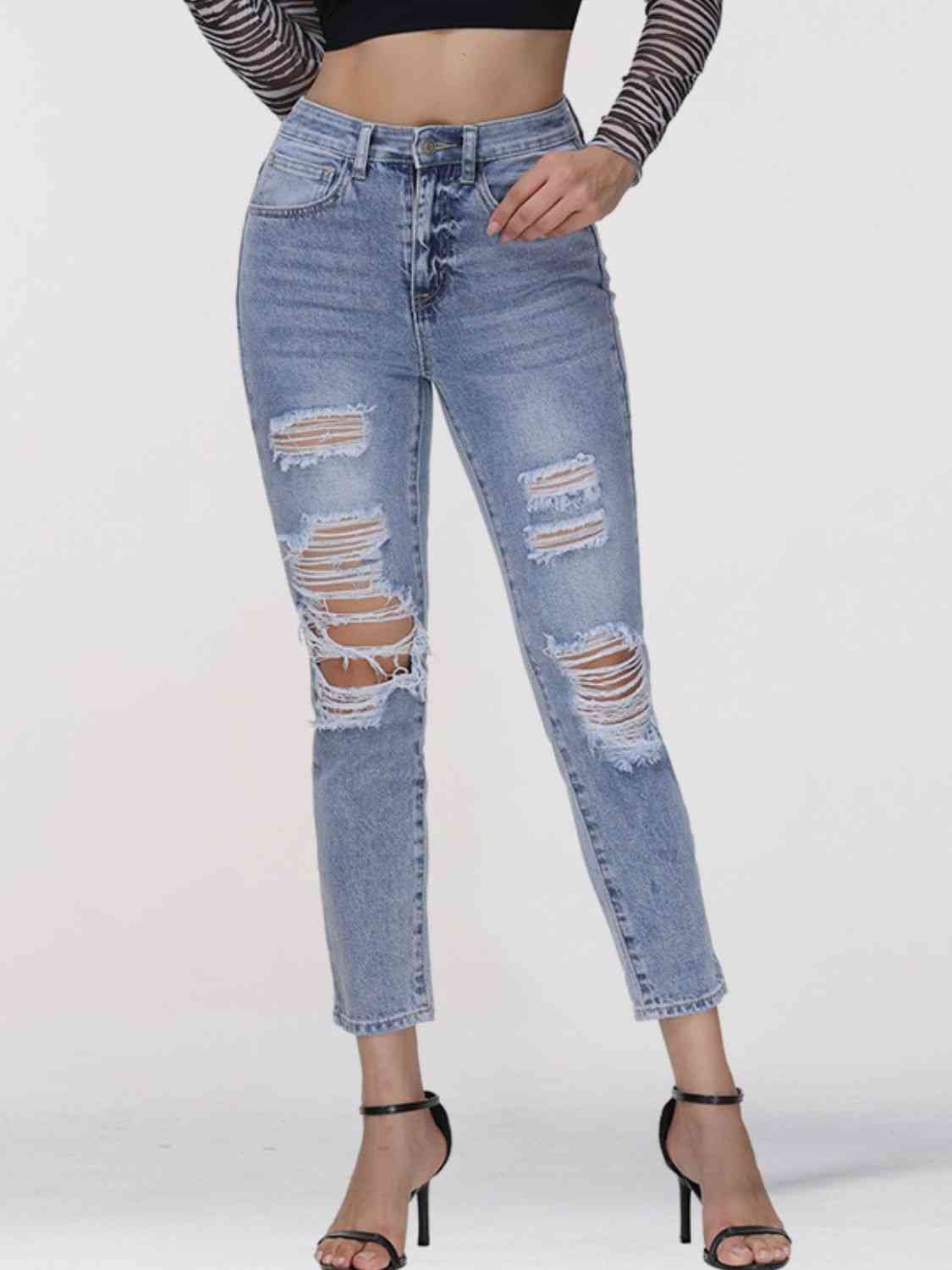 Jean skinny court effet vieilli