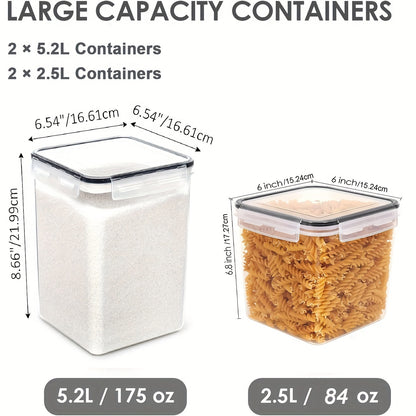 4Pcs BPA-Free Airtight Food Storage Containers - Perfect for Flour, Sugar & Baking Supplies - Includes Labels!