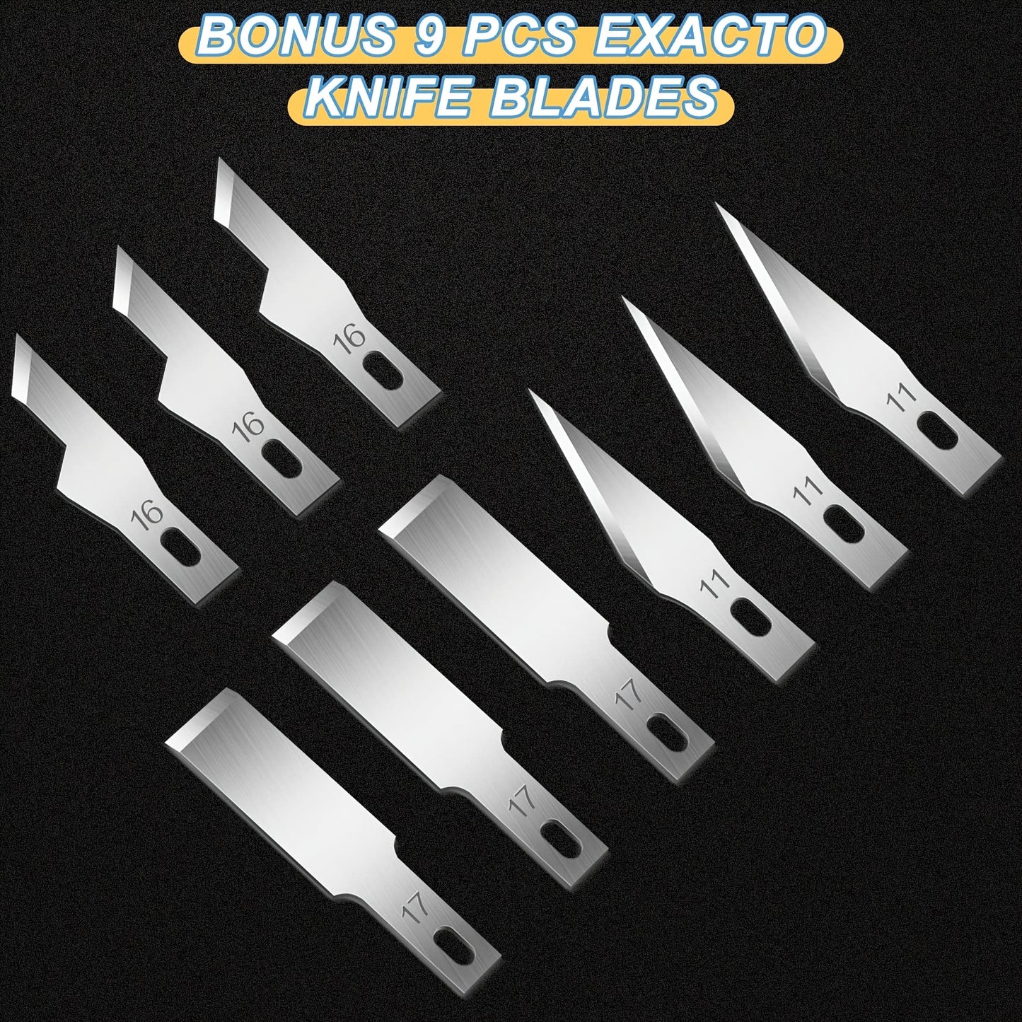 1pc Craft Knife With 9PCS Exacto Knife Blades Refills (#11, 16, 17), Exacto Knife And Extra Blades For Beginners, Precision Hobby Knife For Carving Fondant, Scrapbooking, Stencils