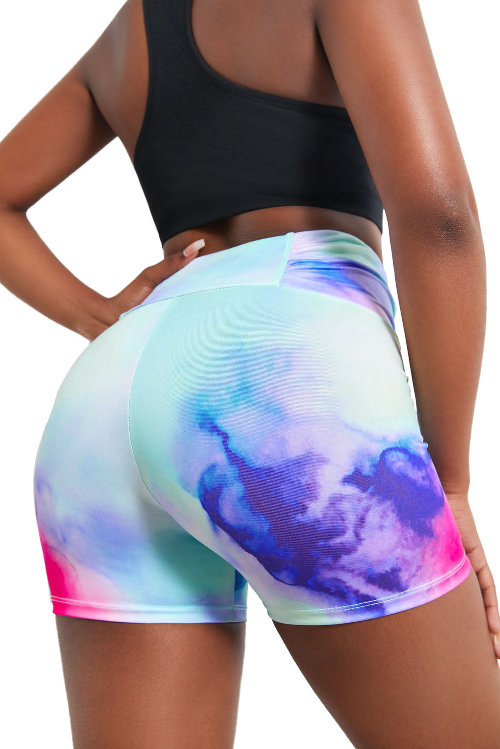 Short de sport froncé avec détail noué et tie-dye